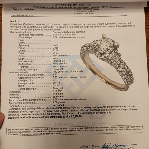 1.69 TCW Diamond Halo Engagement Ring in White Gold - Picture 5 of 5